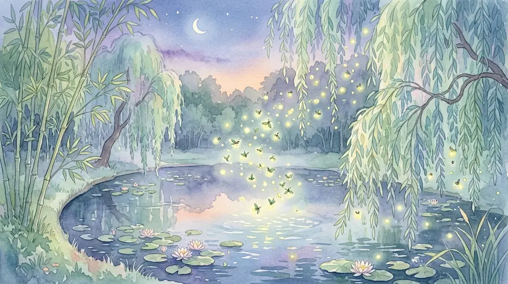 Magical bamboo forest background
